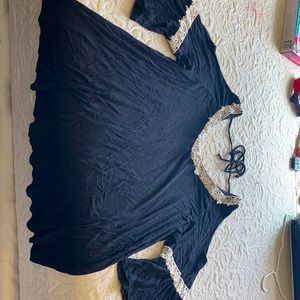 Black cold shoulder bell sleeve blouse